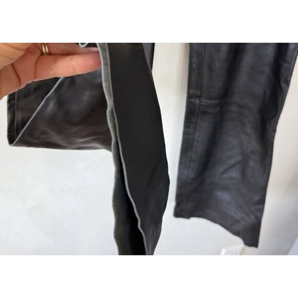 VS By Vakko Womens 100% Lamb Leather Pants Size 8 Regular Fit Flare Leg - Picture 2 of 4